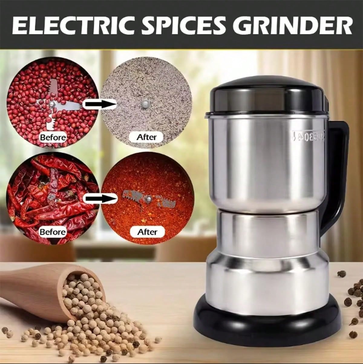 Coffee Bean Grinder Electric - 커피 분쇄기, 300W 강력 모터, 4중