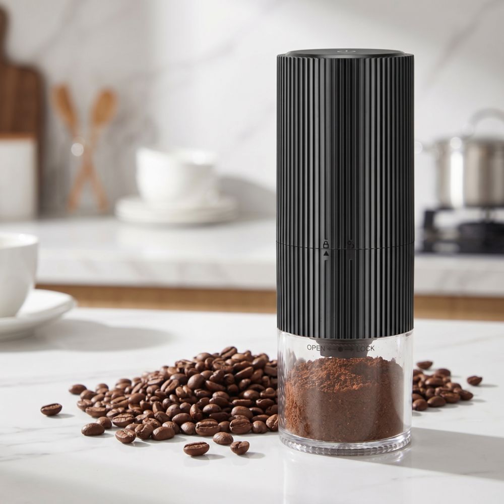 Coffee Bean Grinder Electric - 스트립 패턴 휴대용 커피 그라인더 세라믹