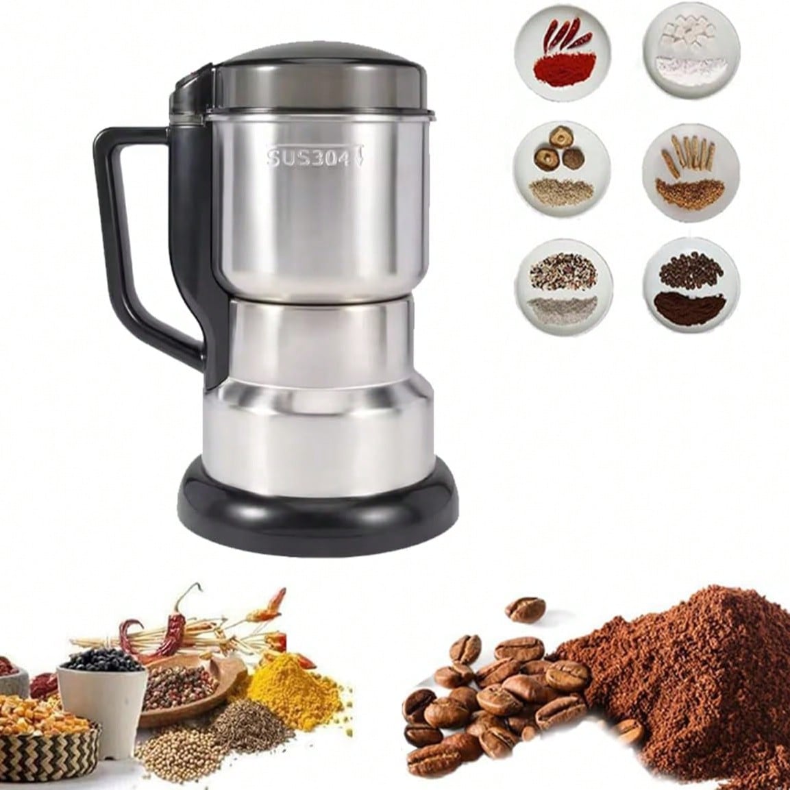 커피 분쇄기, 300W 강력 모터, 4중 날 304 스 - Coffee Bean Grinder Electric 리뷰 및 가격